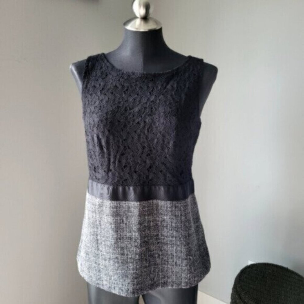 Lace & Tweed sleeveless Tunic Top Women’s Sz M